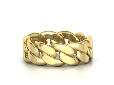 Cuban Link Chain Ring Stackble Ring 8mm wide 3D print model