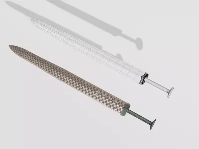 Yue Wang Gou Jian Sword Ancient Sword Bronze Weapon 3D model