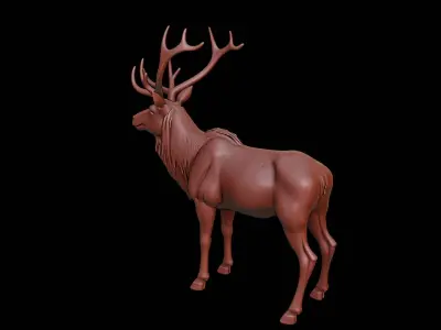 Elk Animal Sculpture 3D print model get