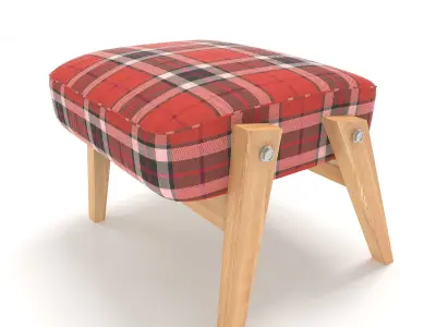 Retro red Chair and Ottoman 3D model