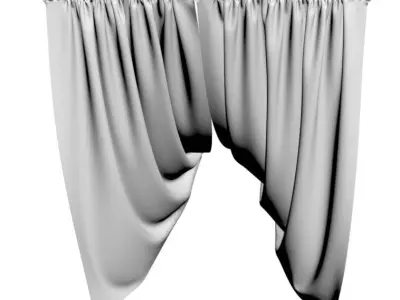 Ocean blue window curtains 3D model