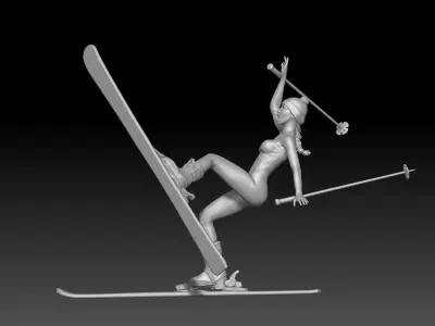 winter ski girl bikini 3 3D print model