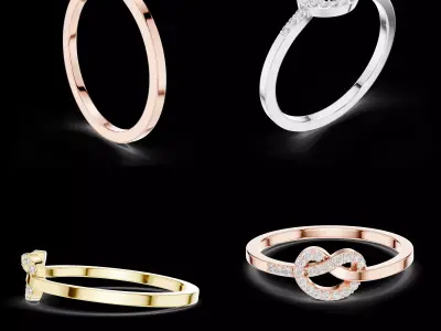 Luxury Heart Diamond Ring CAD Models for Gold and Silver 3D print model