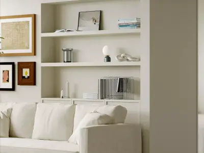 Modern living room dining room bedroom interior scenes  3D model