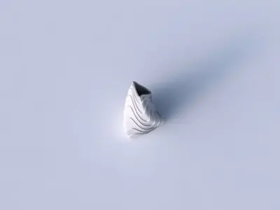 Vase twist puffy tipped triangle with horizontal wavy layers 3D print model