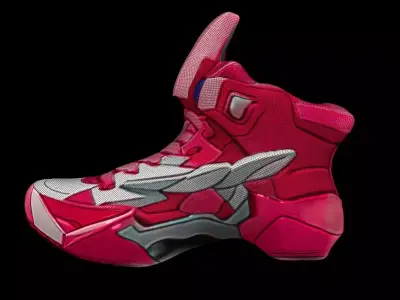 Anime RED sneakers Low-poly 3D model