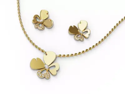 Butterfly medal and earrings 3D print model