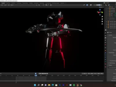 mecha figure holding sword Free low-poly 3D model