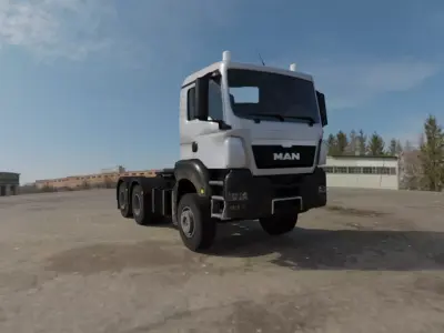 3D Low Poly Truck MAN TGS Low Loader Low-poly 3D model