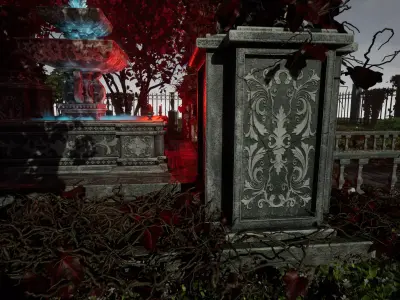 Garden of Youth UE5 Gazebo and Fountain modular asset pack Low-poly 3D model