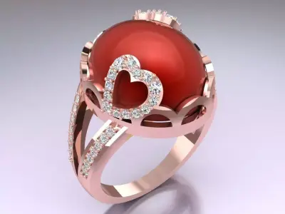 Oval Stone Ring - Womens Rings - GN104 3D print model