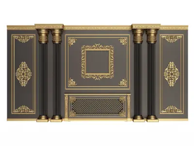 Boiserie Classic Wall Panels Collection 0201 Low-poly 3D model