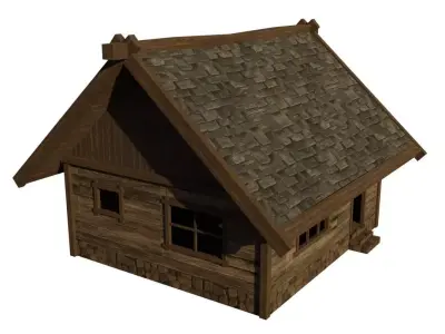 Wood house Low Poly Free low-poly 3D model