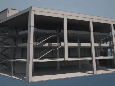 office building Low-poly 3D model 7