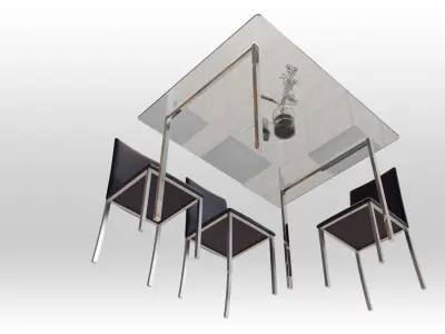 Glass Dining Table Low-poly 3D model