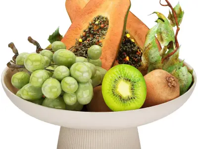 bowl of tropical fruits 18 3D model