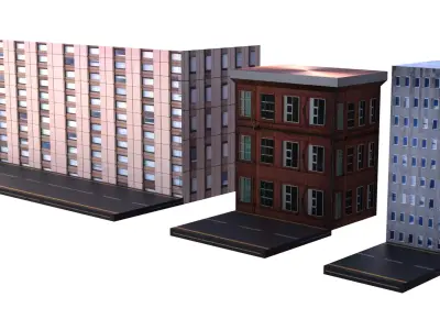 Low poly building apartment Free low-poly 3D model