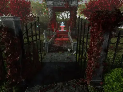 Garden of Youth UE5 Gazebo and Fountain modular asset pack Low-poly 3D model