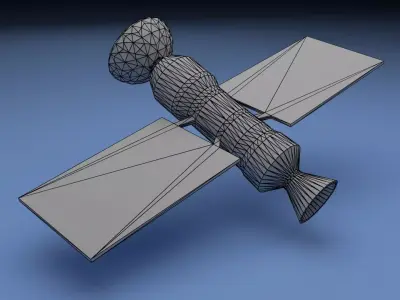 Satellite Low Poly flying in sky Low-poly 3D model