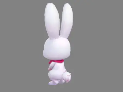 Cartoon little white rabbit Low-poly 3D model