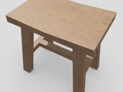 Stool 7 wooden Low-poly 3D model