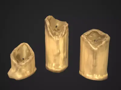 Candles gold tooth Low-poly 3D model