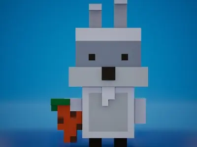 Voxel - Rabbit Low-poly 3D model