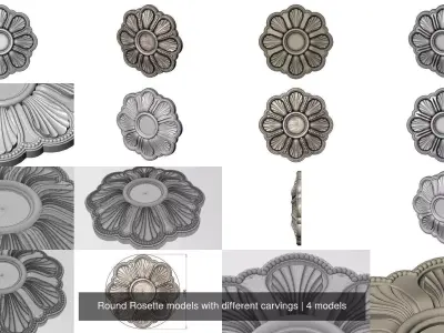 Round Rosette 3D PRINT models with different carvings 3D Model Collection