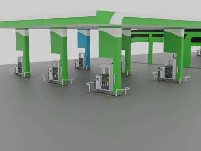 Gas Station Low-poly 3D model buy