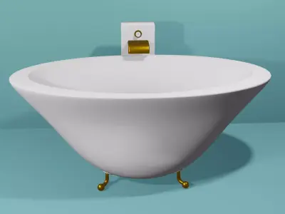 White stone bathtub faucet with gilding Free 3D model