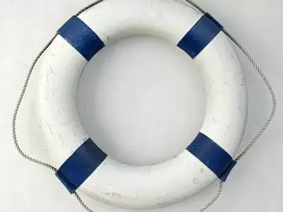 Vintage Nautical Navy Blue and White Life Preserver 3D model