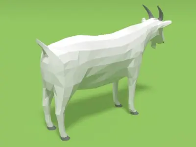 Low Poly Cartoon Goat Low-poly 3D model