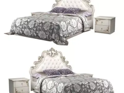 Classic French Rococo Bed 3D model