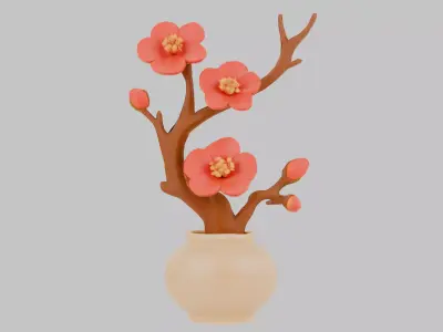 Cozy Armchair with Floral Design Low-poly 3D model