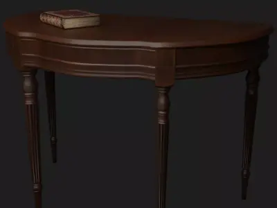 Vintage wooden table in gothic style Low-poly 3D model