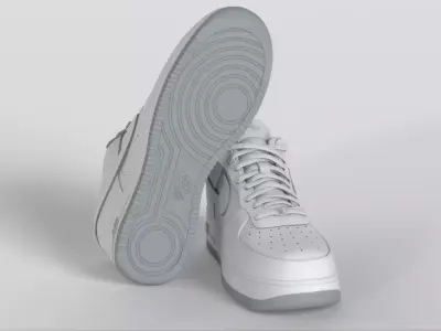 NIKE AIR FORCE 1 ALL WHITE Low-poly 3D model