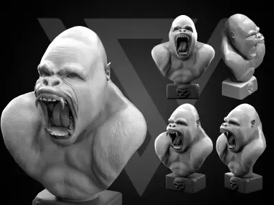 Gorilla Head Statue 2 3D print model