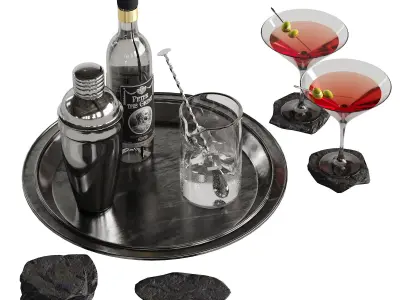 Cocktail decor set 3 3D model