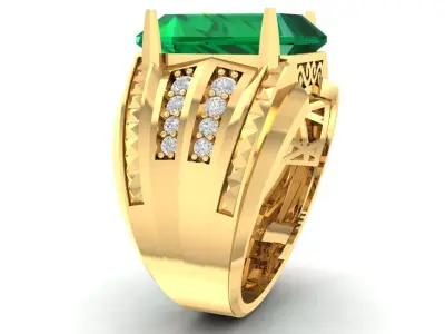 Luxury Emerald Cut Gemstone Men Ring 2871 3D print model