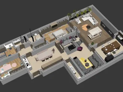 appartement floor plan MODERN high quality hm1 3D model