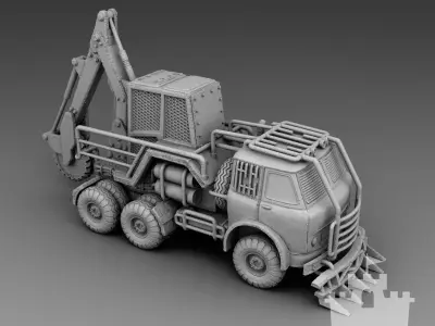 Truck with a manipulator 3D print model