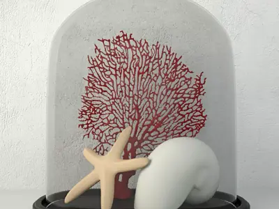 Oval Sea Life Glass Dome 3D model