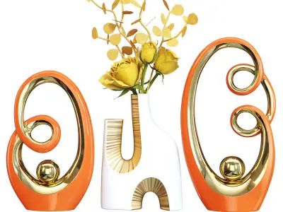 Abstract Decor Orange and Gold 3D model