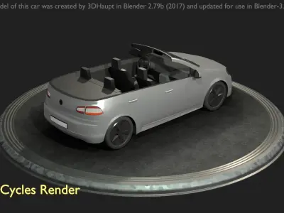 City Car 66 Compact Class Convertible Open Type-C Silver  Low-poly 3D model