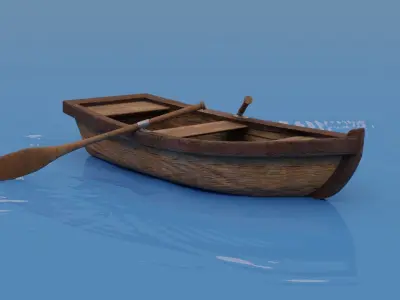 ROWING BOAT 3D MODEL LOW POLY PBR Low-poly 3D model