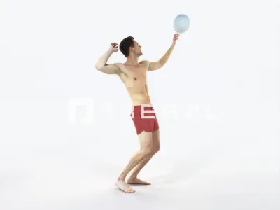 Virtue 04K Beach Serving Sports Man Low-poly 3D model