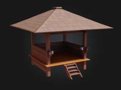 Wooden Pavilion Model  Tranquil Charm in Natural Design 3D model