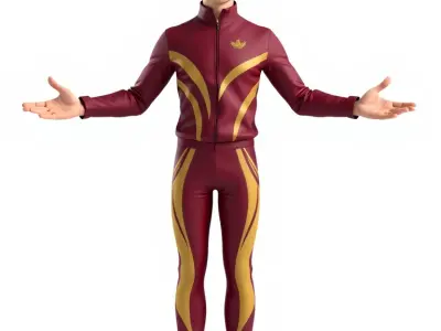 Stylish Male Character Rigged and Animated in Tracksuit Low-poly 3D model