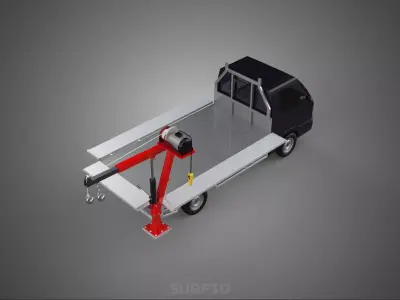 3 WAY WIDE DECK CRANE HOIST REMOTE ELECTRIC WINCH PICKUP TRUCK 3D model