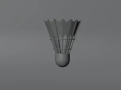 Badminton Racket and Shuttlecock - High Polly 3D model